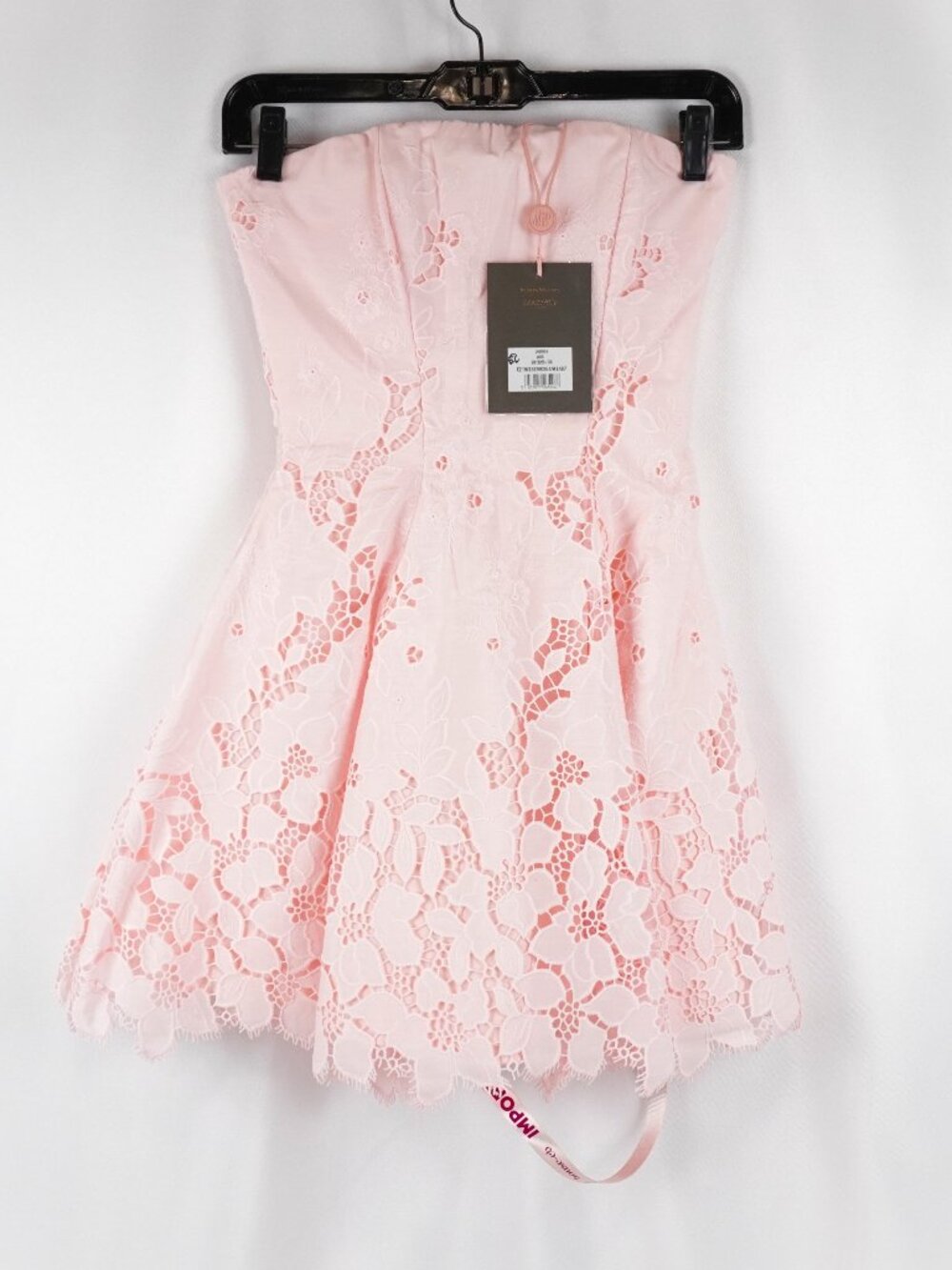 House Of CB Jemima Pink Strapless Cut Out Broderie Anglaise Mini Dress - Size XS - Picture 2 of 12